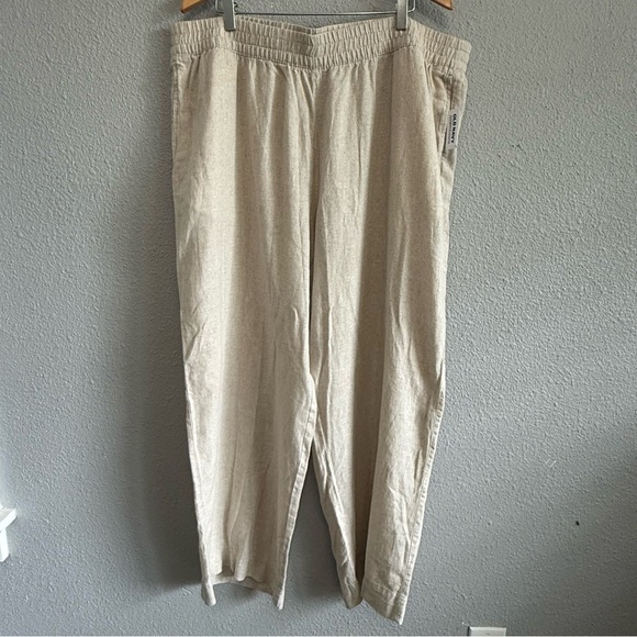 Old Navy Wide Leg Linen Blend Pants NWT High Rise - Picture 3 of 8
